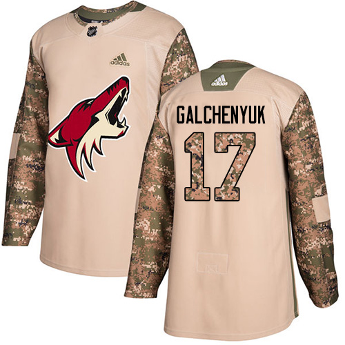 Adidas Coyotes #17 Alex Galchenyuk Camo Authentic 2017 Veterans Day Stitched Youth NHL Jersey
